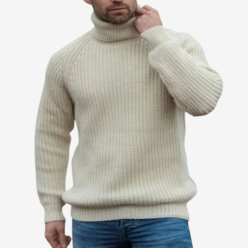 Samson – Langermet Genser med Høyt Hals og Ribbedetaljer