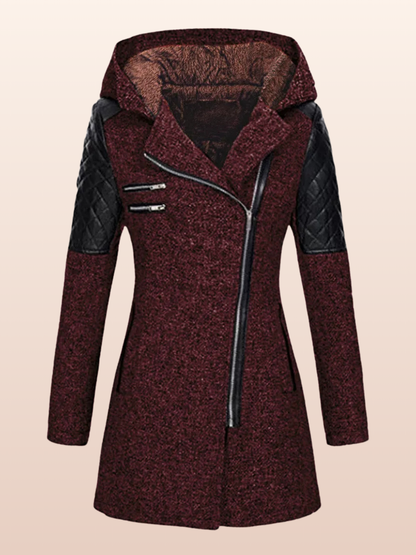 Maya - Lang kåpe med hette og glidelåslommer