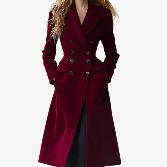 Sophia – Langermet kåpe med slagkrage og doble knapper
