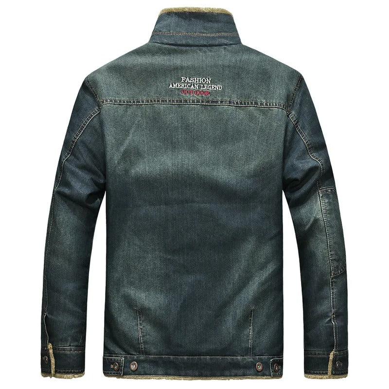Elias - Langermet Denimjakke Med Fleecefôr Og Knappe Lukking