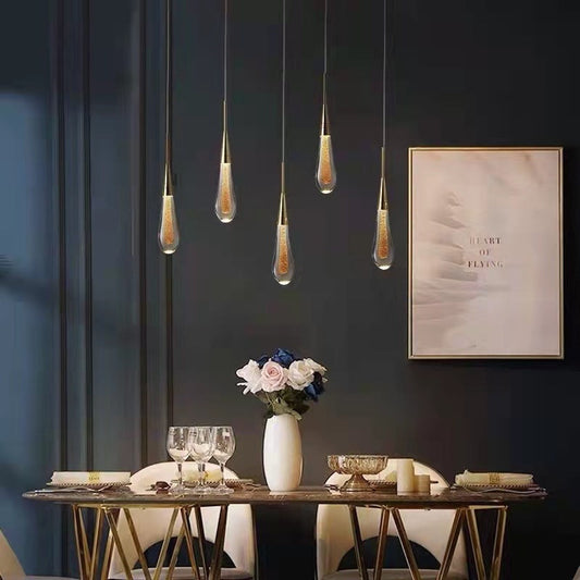 GoldLuxe - Elegant pendellampe med glassdråper for luksuriøs atmosfære