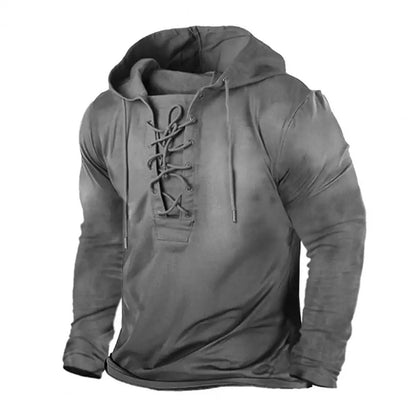 Max - Langermet skjorte med løs passform med V-hals og vintage rustikk stil