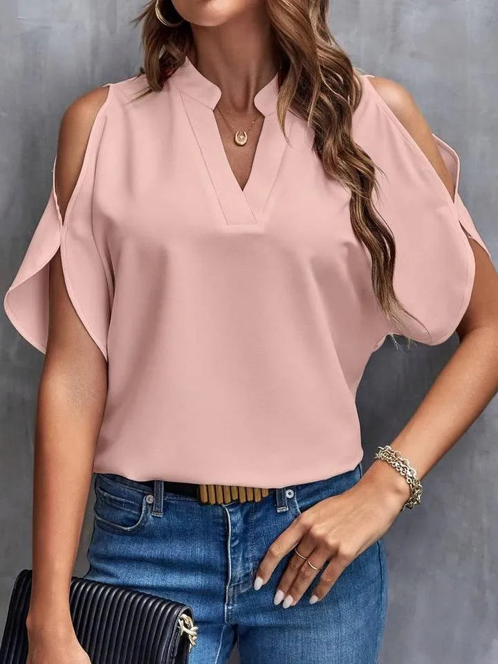 Sofia - Bluse med hakk og delte ermer for en moderne og chic look