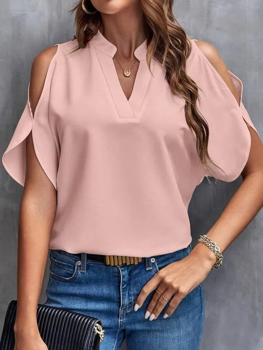 Sofia - Bluse med hakk og delte ermer for en moderne og chic look