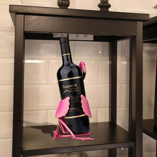 WineFlare - Unik Dekorativ Vinstativ med Kunstnerisk Flamingodesign