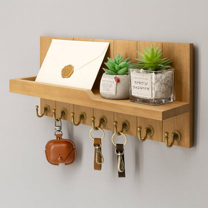EntryRack – Nøkkelholder med Hylle og 7 Kroker