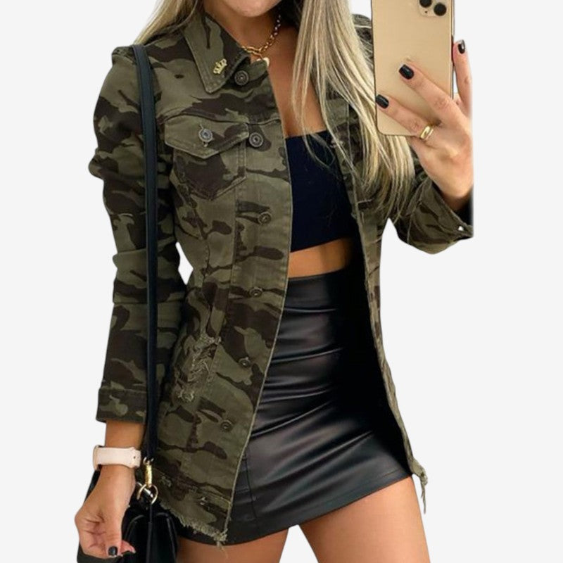 Sophie – Langermet kåpe med trykk knapper og lommer