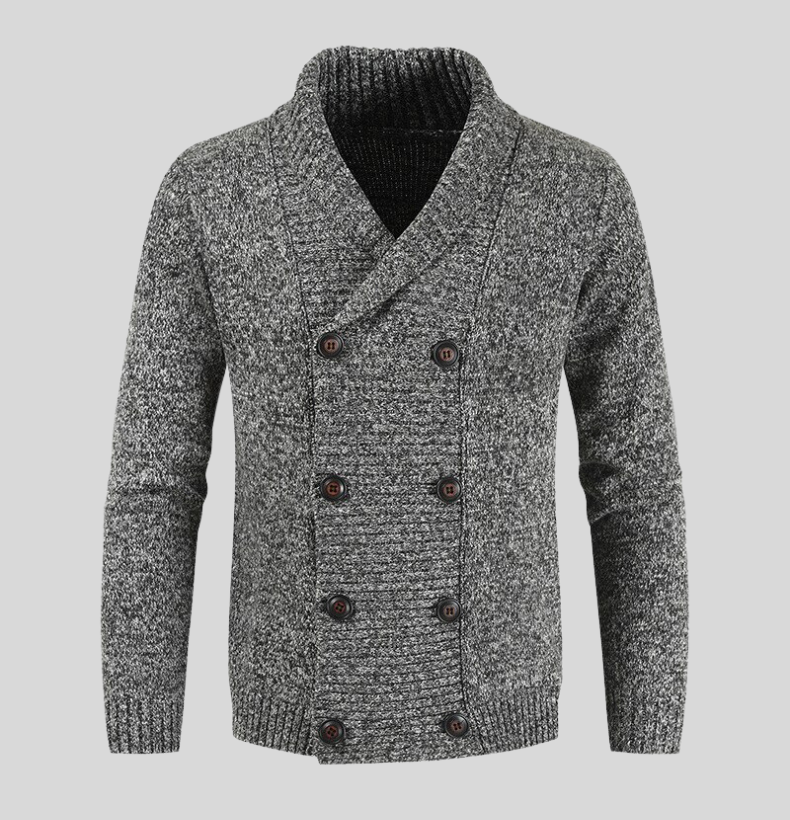 Nathan - Klassisk cardigan med sjalkrage og solid knappelukking