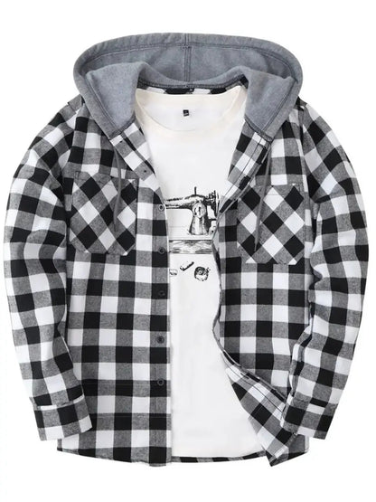 Lucas - Rutete hettejakke med avslappet passform