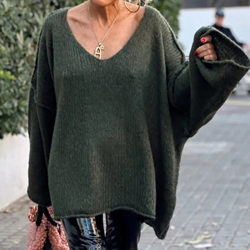 Mira – Genser med V-hals og lange ermer