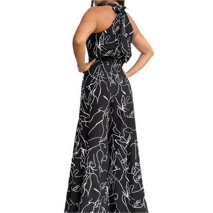 Rylee - Halterhals  Jumpsuit med med Tie-back detaljer og Bred benutforming