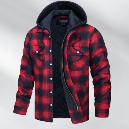 Ethan - Rutete jakke med hette og dobbel lukking