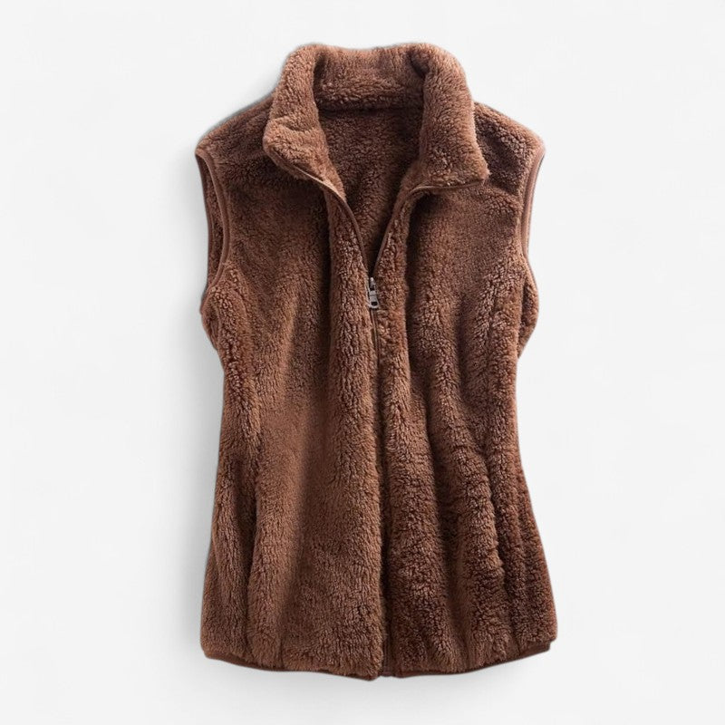 Myra - Ermeless Vest med Ståkrage og Glidelås