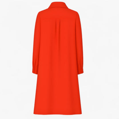 Nora - Skjortekjole med knapp foran med lange ermer og sidelommer