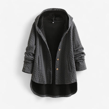 Norvella – Vattert Jakke med Hette og Knapplukking