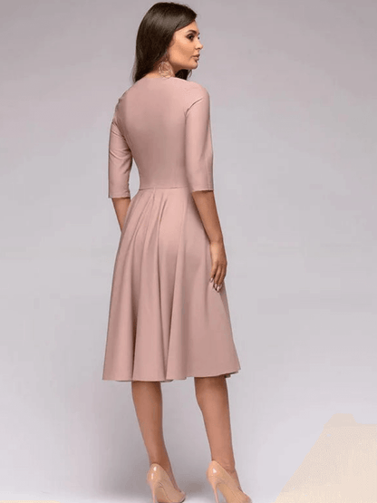 Samantha - A-line kjole med knyting i midjen og trekvart ermer