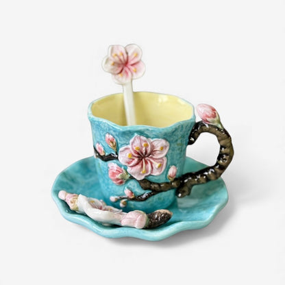 ArtSip – Keramikkkopp med håndlaget blomstermønster