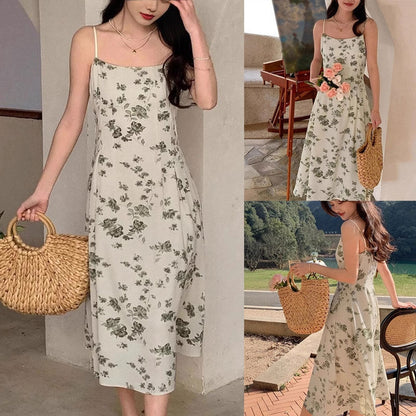 Daisy - Stilig lang blomsterkjole med justerbare stropper