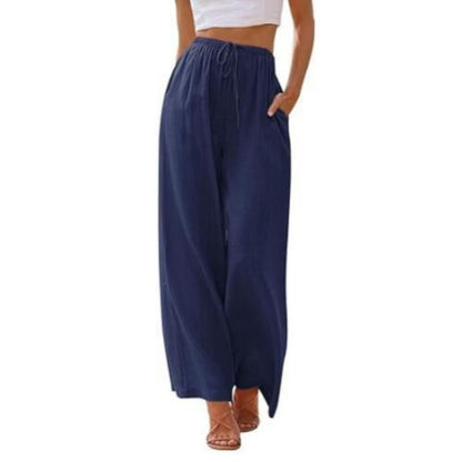 Eleanor – Stilig avslappet bukse med vidde ben med justerbar midje og praktiske sidelommer