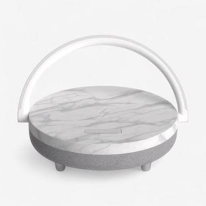 GlowSync – 3-i-1 LED-lampe med Bluetooth-høyttaler og trådløs lader