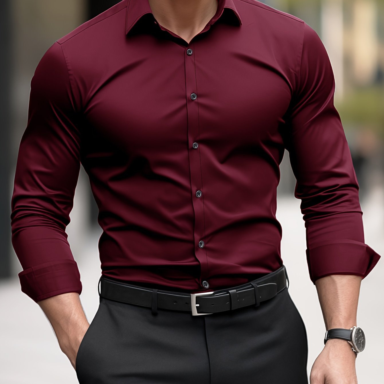 Adrian - Slim Fit-skjorte med knappelukking