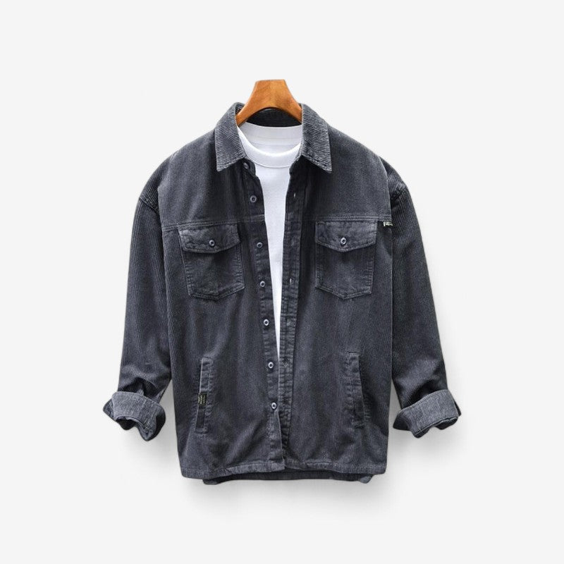 Espen – Langermet Skjortejakke med Nedbrettet Krage og Knappelukking