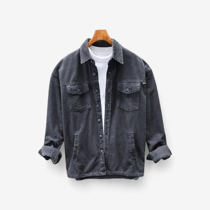 Espen – Langermet Skjortejakke med Nedbrettet Krage og Knappelukking