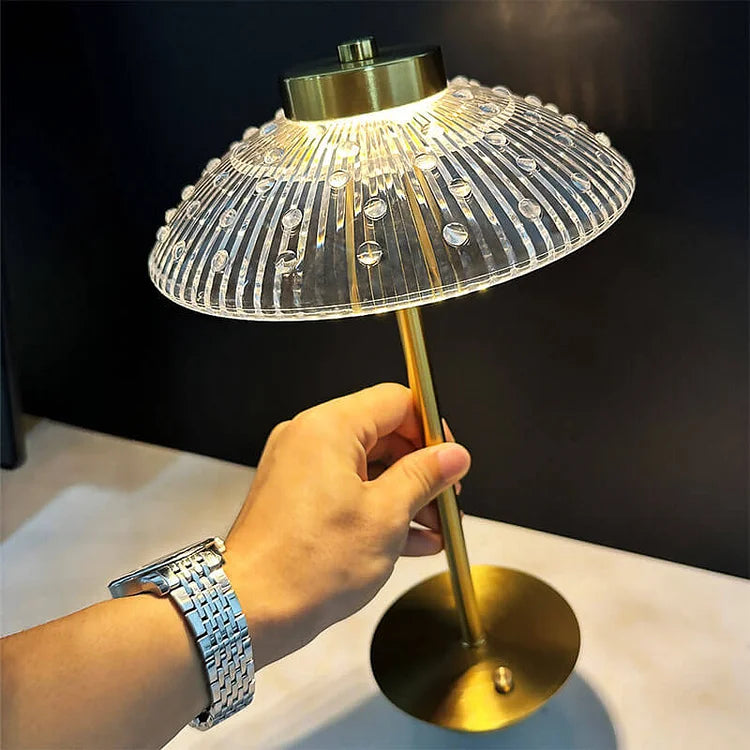 CrystalDrop - Oppladbar LED-bordlampe med vanndråper og trinnløs dimming