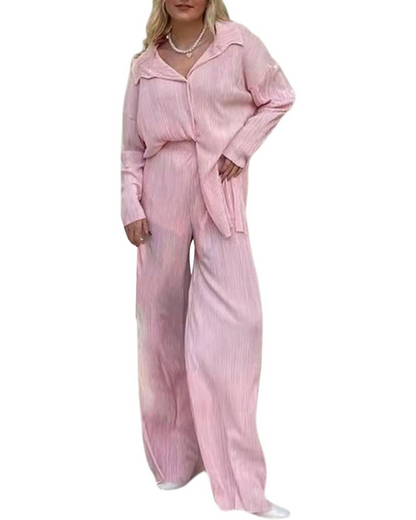 GraceFlow - Plissert todelt sett Stilig nedknappet topp med matchende bukser