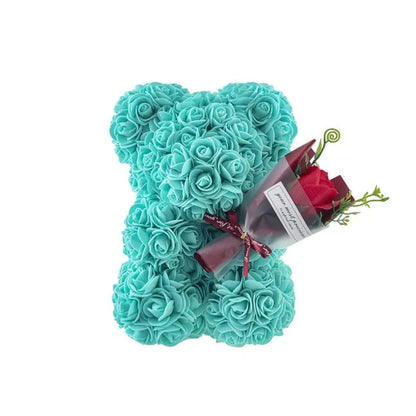 RoseBloom – Klassisk blomsterteddybjørnpynt med gavebukett