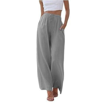 Eleanor – Stilig avslappet bukse med vidde ben med justerbar midje og praktiske sidelommer