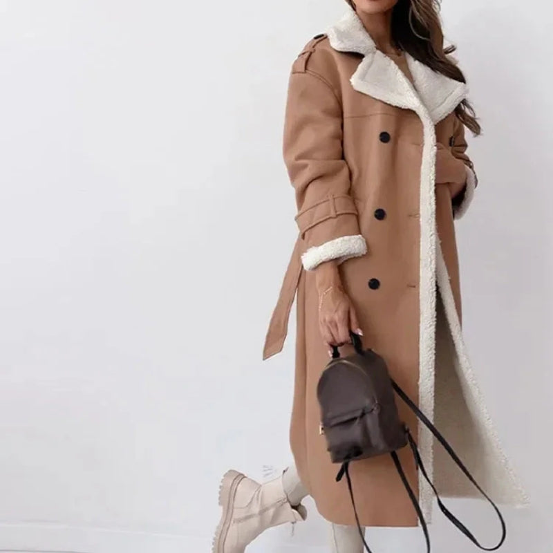 Marina – Lang kåpe med slagkrage og belte