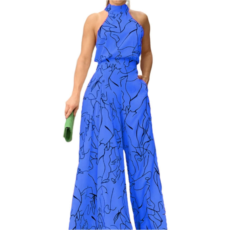 Rylee - Halterhals  Jumpsuit med med Tie-back detaljer og Bred benutforming