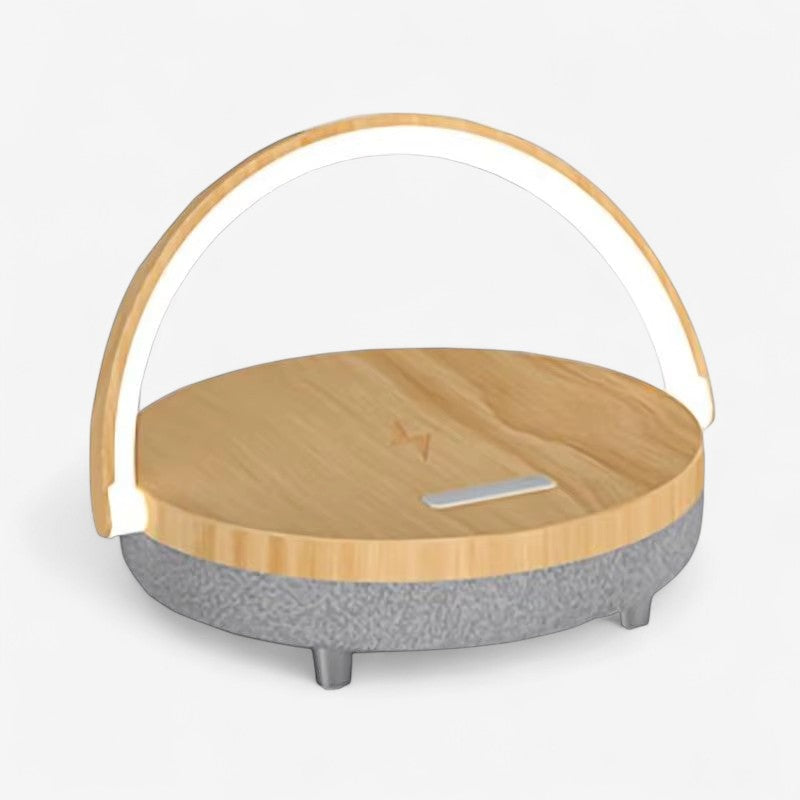 GlowSync – 3-i-1 LED-lampe med Bluetooth-høyttaler og trådløs lader