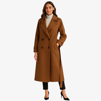 Laura – Langermet Frakk med Krage og Belte