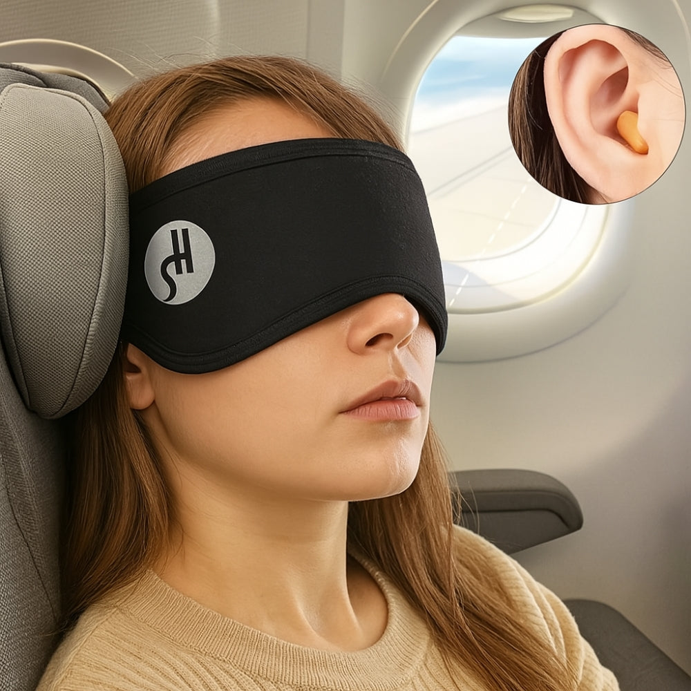 QuietNest – Justerbar sovemaske med ørebeskyttelse og propper for en avslappende søvn