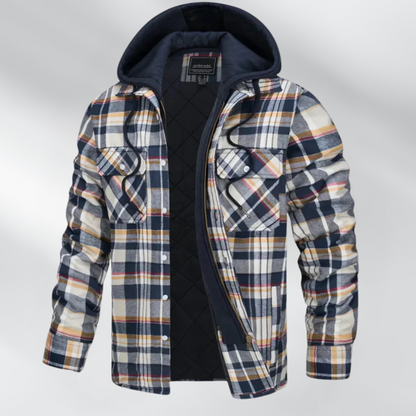 Ethan - Rutete jakke med hette og dobbel lukking