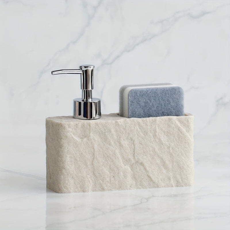 StoneEase – Såpedispenser med steinlook og svampholder