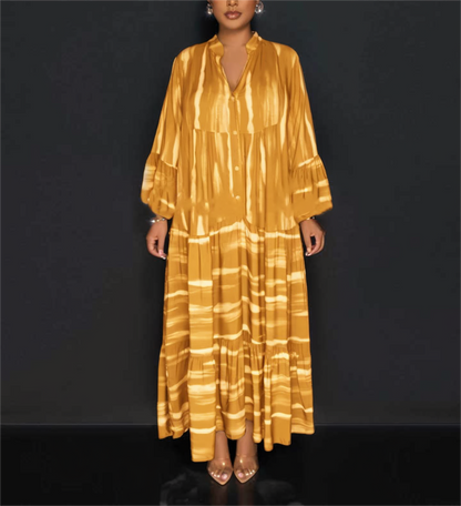 Ava - Abaya Kjole Med Uformelt Trykk Med Lange Ermer