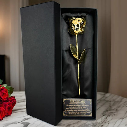 GoldBloom - 24K gulldypet rose med luksuriøs gaveeske