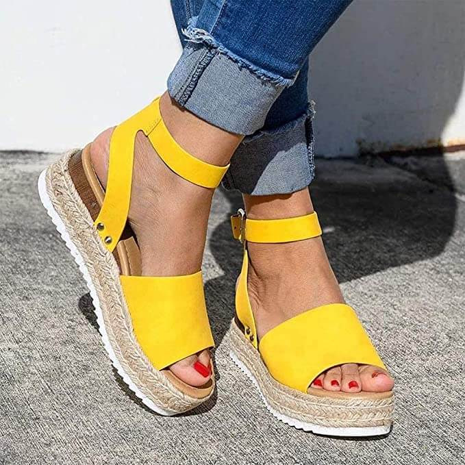 StrideUp - Espadrillesandaler med plattform og justerbar ankelrem