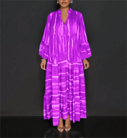 Ava - Abaya Kjole Med Uformelt Trykk Med Lange Ermer