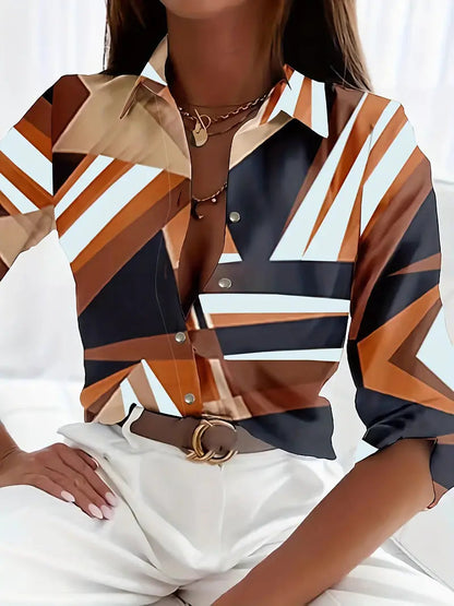 Alina – Stilig bluse med lange ermer og trykt mønster