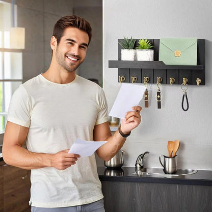 EntryRack – Nøkkelholder med Hylle og 7 Kroker