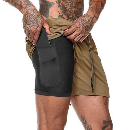 FlexWave - strandshorts i to lag med innebygd kompresjonsfor og glidelåslomme