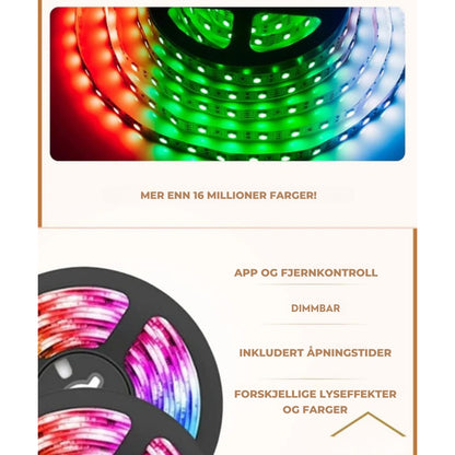 GlowFlex - Tilpassbar LED-stripebelysning med fjernkontroll og appstyring