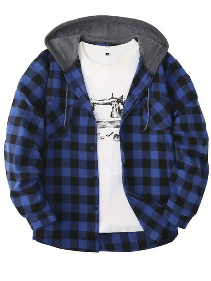 Lucas - Rutete hettejakke med avslappet passform