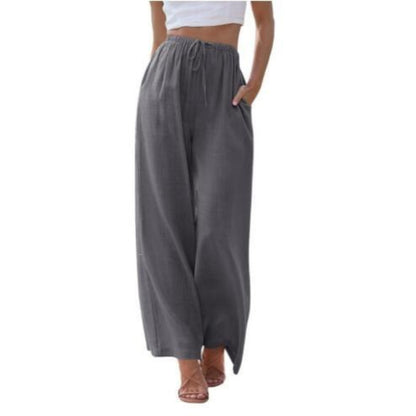 Eleanor – Stilig avslappet bukse med vidde ben med justerbar midje og praktiske sidelommer