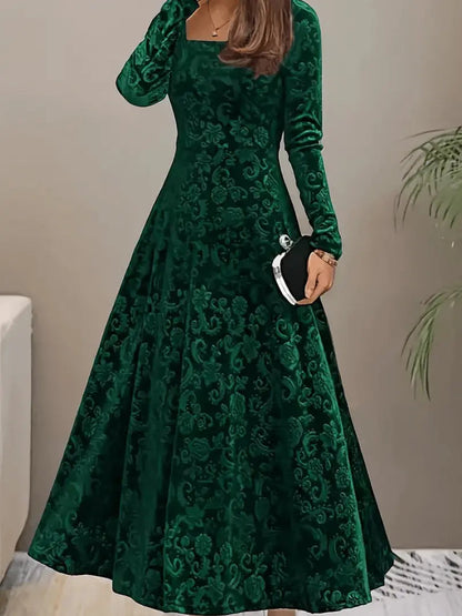 Isabella - Kjole med blomstermønster og firkantet hals