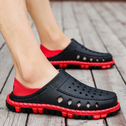 Michael - Røde og svarte sporty tresko med polstret fotseng